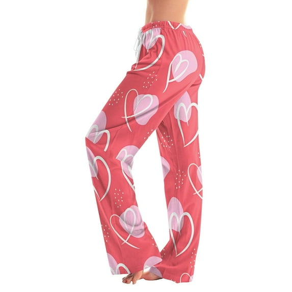 Valentines Pajamas Pant for Women Holiday Elastic Waist Cute Valentine's Day Pajama Pants Comfy Drawstring Sleepwear Long Pajamas Pants