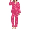 thumbnail image 1 of Valentines Pajamas For Women Set Casual Loose Cozy Cardigan Bow Print Collar Long Sleeve Button Up Loungewear Soft Two Piece Holiday Sleepwear With Pockets Hot Pink M, 1 of 5