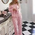 thumbnail image 1 of Valentines Pajamas For Women Set Cozy Casual Loose Cardigan Bow Graphic Winter Collar Long Sleeve Button Up Sleepwear Soft 2 Piece Outfits Loungewear Sets Pink L, 1 of 9