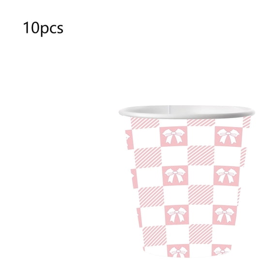Valentines Party Cups 10 Pack Disposable Paper Cups with Heart Bow Design, Red Valentine's Day Drinkware for Parties, Love Theme Beverage Cups, Party Supplies