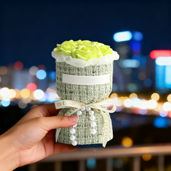 Valentines Party Favors Rose Simulation Flowers Mini Bouquet Gift To Send Girlfriend Birthday Wedding Companions Gift New Style-vlt-61, Green-b