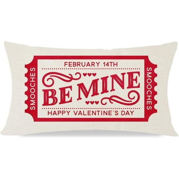 Valentines Pillow Covers 12X20 Vintage Red Stamps Be Mine for Valentines Day Decor Outdoor Farmhouse Anniversary Wedding Decorative Lumbar Throw Pillows Cushion Case Decorations for Couch