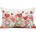 thumbnail image 1 of Valentines Pillow Covers 12x20 Heart Flower Lumbar Cushion Pillow Cases Decorative Farmhouse Linen Throw Pillows Covers for Sofa Couch Decor Decoration, 1 of 1