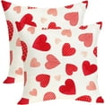 thumbnail image 1 of Valentines Pillow Covers 16x16 Pack of 2 Red Love Heart Throw Pillow Covers Decoration,Wedding Valentine''s Day Mother''s Day Anniversary Farmhouse Linen Cushion Case Decor for Home Sofa Couch, 1 of 1