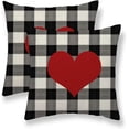 thumbnail image 1 of Valentines Pillow Covers 18X18 Inch Set of 2, Buffalo Plaid Red Love Heart Holiday Valentines Day Decorative Throw Pillows Valentines Cushion Cases for Home Couch Sofa Decor, 1 of 6