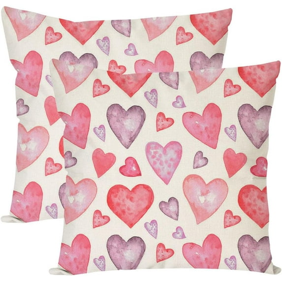 Valentines Pillow Covers 18X18 Inch Set of 2 Lollipops Candy Heart Love Bow Red Valentines Day Decorations Outdoor Modern Farmhouse Decorative Throw Pillow Cases for Couch Living Room Decor