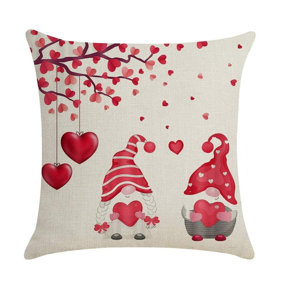 Valentines Pillow Covers 18x18,Black Buffalo Plaid Love Heart Gnome Truck Throw Pillows Case,Valentine's Day Anniversary Decorative Cushion Covers Farmhouse Outdoor Decor for Home Sofa Bed