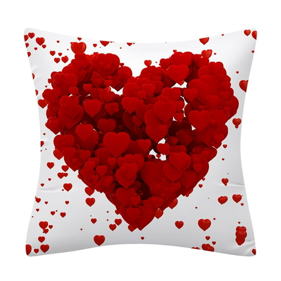 Valentines Pillow Covers 18x18 Inch Red Love Hearts Valentine's Day Decor Throw Pillows Spring Holiday Outdoor Cushion Cases for Couch Bed Decorations Valentine's Day Mother's Day Anniversary Wedding