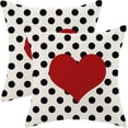 thumbnail image 1 of Valentines Pillow Covers 18x18 Inch Set of 2,Black Polka Dot Red Love Heart Throw Pillows Case,Valentine''s Day Anniversary Decorative Cushion Covers Farmhouse Outdoor Decor for Home Sofa Bed, 1 of 7