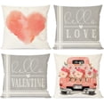 thumbnail image 1 of Valentines Pillow Covers 20X20 Set of 4 Pink Heart Truck Grey Plaid for Valentines Day Decor Anniversary Outdoor Farmhouse Decorative Throw Pillows Cushion Case Decorations for Couch, 1 of 5