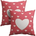 thumbnail image 1 of Valentines Pillow Covers 20x20 Inch Set of 2 Pink Love Heart Holiday Decorative Throw Pillows Cover Valentine''s Day Mother''s Day Anniversary Decorative Linen Cushion Covers for Home Sofa Couch Bed, 1 of 6
