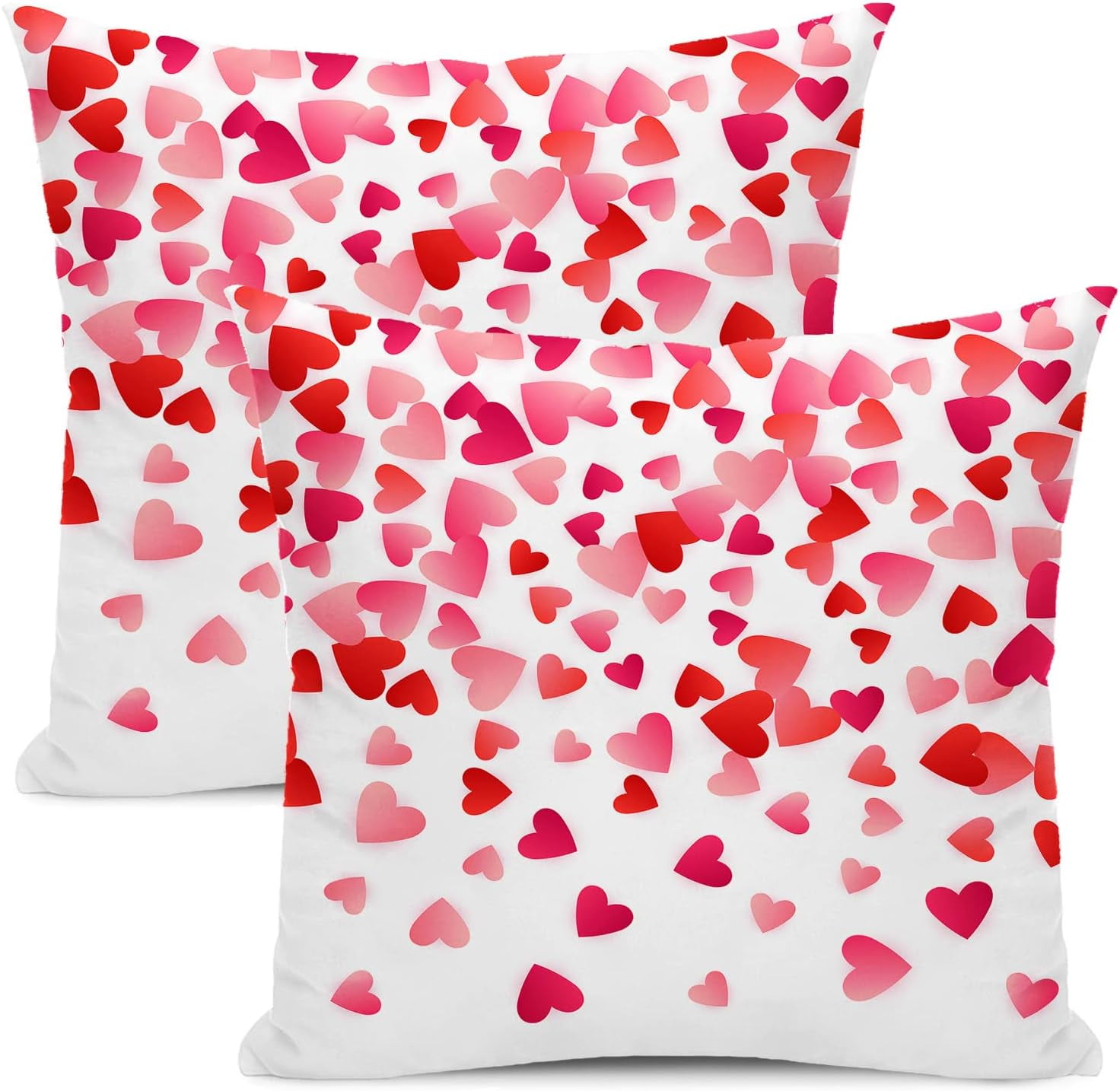 Valentines Pillow Covers 20x20 Inch Set of 2 Pink Love Heart Throw