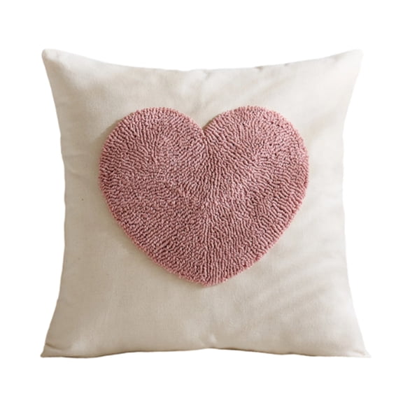 Valentines Pillow Covers Red Embroidery Pink Heart Decorative Pink Soft Throw Pillows for Couch Sofa Bedroom Holiday Home Decor Valentines Throw Pillow Cover(17.72"*17.72")