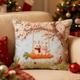 thumbnail image 1 of Valentines Pillow Covers Valentine's Day Gifts 17.7x17.7Inches Bunnies Printed Plush Pillowcases Farmhouse Holiday Decor Soft White Square Cushion Case for Sofa Couch Bedroom Living Room, 1 of 6