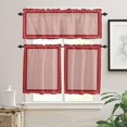 thumbnail image 1 of Valentines Pink Plaid 3 PCS Kitchen Curtain Valance and Tiers Set,Rod Pocket Small Half Tier Valances Window Curtains Panel,Red Valentines Day Holiday Spring Leaves 55"x24" (Set of 2 Tiers & Valance), 1 of 5