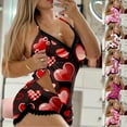 thumbnail image 1 of Valentines Pjs Women Couple Date Ladies Sleeveless Deep V Vest And Shorts 2 Piece Loungewear Heart Festive Gifts Love Print Valentines Date Night Outfits, 1 of 6