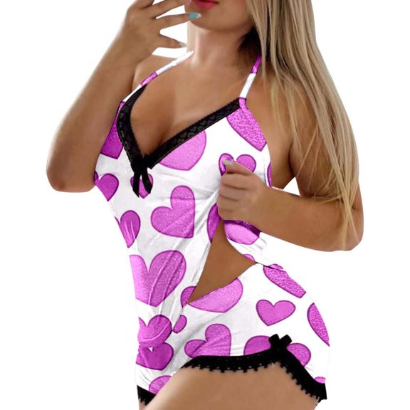 Valentines Pjs Women Heart Print 2 Piece Sleeveless Tank Tops And Shorts V Neck Camisole Loungewear Love Couple Date Festive Gifts Valentines Lounge Set