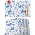 thumbnail image 1 of Valentines Placemats Blue Love Heart Valentines Day Place Mats for Dining Room Balloon Stripe Spot Romantic Washable Table Mats for Kitchen Dining Decorations Set of 4, 1 of 6