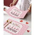 thumbnail image 1 of Valentines Placemats Gnomes with Love Valentines Day Place Mats for Dining Room Rose Floral Pink Buffalo Check Plaid Washable Table Mats for Kitchen Dining Decorations Set of 6, 1 of 5