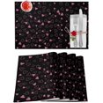 thumbnail image 1 of Valentines Placemats Pink Heart Valentines Day Place Mats for Dining Room Romantic Love Black Washable Table Mats for Kitchen Dining Decorations Set of 6, 1 of 6