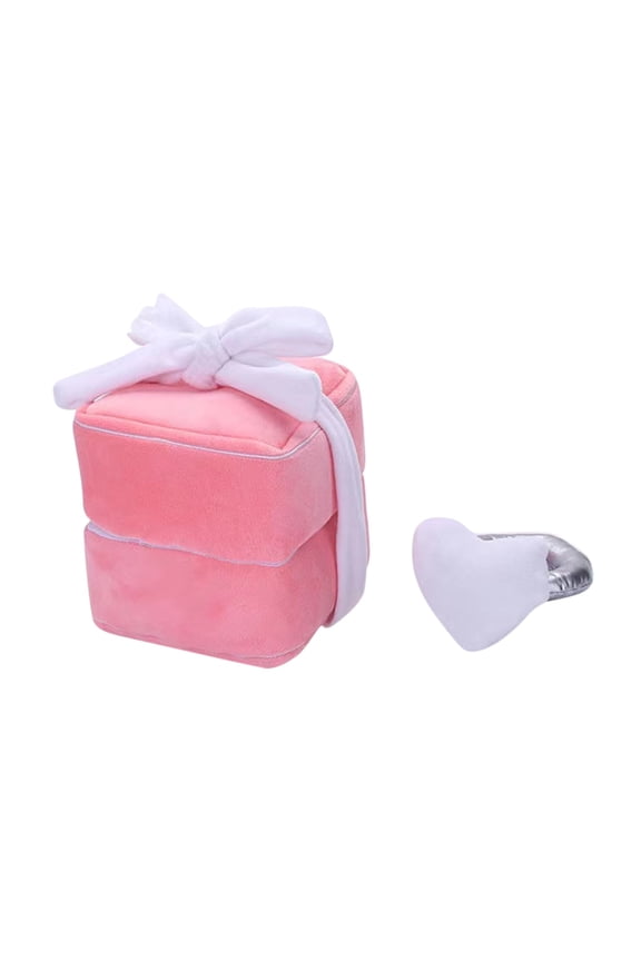 Valentines Plush Ring Box for Proposal Engagement Promise, Cute Ring Box Holder Plush for Wedding Marriage Pink