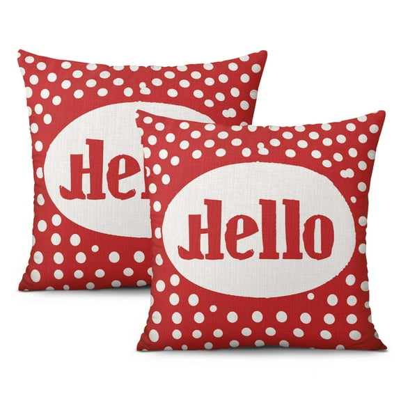 Valentines Polka Dots Red Love Throw Pillow Covers 18 X 18 Inch, Set Of 2, Linen Study Sofa Cushion Cover Indoor Living Room Home Decor
