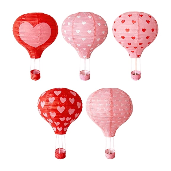 Valentines Red Hanging Hot Air Balloon Paper Lanterns Set, Party Decoration Birthday Wedding Christmas Party Decor Gift, 12 inch, Pack of 8 Pieces