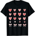 thumbnail image 1 of Valentines Romantic Love Heart Bow Valentine Day Lover Graphic Black T-Shirt for Men and Women, 1 of 2