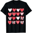 thumbnail image 1 of Valentines Romantic Love Heart Bow Valentine Day Lover Graphic Crew Neck Short Sleeve T-Shirts (Men's, Women's), 1 of 4