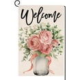 thumbnail image 1 of Valentines Roses Garden Flag 12x18 Vertical Double Sided Pink Flowers Mason Jar Welcome Spring Farmhouse Holiday Outside Decorations Burlap Yard Flag BW761, 1 of 6