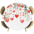 thumbnail image 1 of Valentines Round Tablecloth 55-60 Inch Round Fitted Table Cloth with Elastic Edge, Watercolor Love Heart Botanical Waterproof Table Cover Protector for Outdoor Picnic Party Dining, 1 of 6