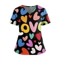 thumbnail image 1 of Valentines Scrubs Top for Women Plus Size Casual V Neck Cute Valentine Love Printed Scrub Shirts Hoilday Short Sleeve Scrubs Medical Nurse Uniform Nursing Workwear with Pockets Multicolor M, 1 of 4