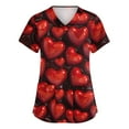 thumbnail image 1 of Valentines Scrubs Tops Women Plus Size Loose Short Sleeve Cute Love Heart Printed Scrubs Casual V Neck Scrub Shirts Medical Nurse Uniform Nursing Workwear with Pockets Red M, 1 of 5