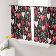 thumbnail image 1 of Valentines Sheer Curtains 54 Inch Length 2 Panels Set Window Treatments, Pink Red Love Heart Green Botanical Black Rod Pocket Semi Curtains for Living Room/Bedroom/Kitchen Décor, 104"W x 54"L, 1 of 7