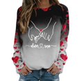 thumbnail image 1 of Valentines Shirt for Women Cute Candy Couple Love Heart Print Crewneck Long Sleeve Sweatshirts Valentine's Day Gifts Loverr Loose Fit Tops Outfit Clothes, 1 of 5