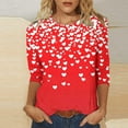 thumbnail image 1 of Valentines Shirts for Women Casual Short Sleeve Crew Neck Shirt Loose Heart Print Blouse T Shirt Comfy Soft Tee Pullover Outfits Red L, 1 of 5