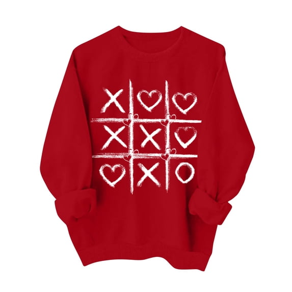 Valentines Shirts for Women Cute Love Heart Graphic Sweatshirt Long Sleeve Valentines Sweater Women XL