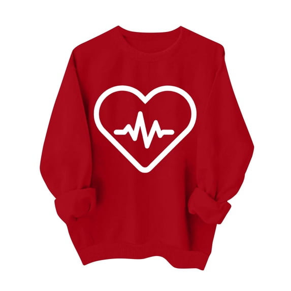 Valentines Shirts for Women Cute Love Heart Graphic Sweatshirt Long Sleeve Valentines Sweater Women XXXL