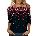 thumbnail image 1 of Valentines Shirts for Women Love Heart Graphic Tops 3/4 Sleeve Summer Casual Crew Neck Gift Clothes for Her, 1 of 4