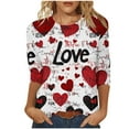 thumbnail image 1 of Valentines Shirts for Women Trendy 2026 Cute Love Heart Print Tunic Tops Plus Size Casual Spring 3/4 Sleeve Blouses, 1 of 5