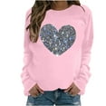 thumbnail image 1 of Valentines Shirts for Women Trendy Funny Heart Print Long Sleeve Tunic Tops Crew Neck Casual Loose Pullover Sweatshirts(Pink,XXL), 1 of 4