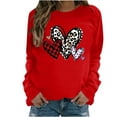 thumbnail image 1 of Valentines Shirts for Women Trendy Funny Heart Print Long Sleeve Tunic Tops Crew Neck Casual Loose Pullover Sweatshirts(Red,L), 1 of 4
