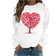 thumbnail image 1 of Valentines Shirts for Women Trendy Funny Heart Print Long Sleeve Tunic Tops Crew Neck Casual Loose Pullover Sweatshirts(White,S), 1 of 4