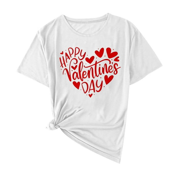 Valentines Shirts for Women Valentines T Shirt Cute Love Heart Print Graphic Tee Casual Lover Gift Blouse Tops