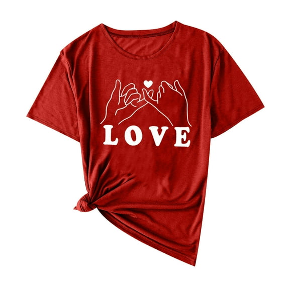 Valentines Shirts for Women Valentines T Shirt Cute Love Heart Print Graphic Tee Casual Lover Gift Blouse Tops