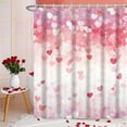 thumbnail image 1 of Valentines Shower Curtain, Sweet Pink Heart Shower Curtain Set with Hooks Waterproof Pink and White Bathroom Decor, 72x72 Inch, 1 of 6