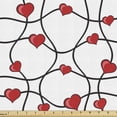 thumbnail image 1 of Ambesonne Valentines Fabric by the Yard Upholstery, Geometric Hearts, 1 Yard, Red Black White, 1 of 4