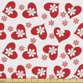 thumbnail image 1 of Ambesonne Valentines Fabric by the Yard Upholstery, Flowers Valentines Day, 10 Yards, Dark Coral White, 1 of 4
