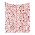 thumbnail image 1 of Valentines Soft Flannel Fleece Blanket, Red and White Pattern with Sketchy Hearts Dots Arrows Romance and Love Theme, Cozy Plush for Indoor and Outdoor Use, 70" x 90", Scarlet White, by Ambesonne, 1 of 5