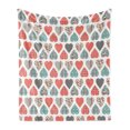 thumbnail image 1 of Valentines Soft Flannel Fleece Blanket, Retro Style up and down Hearts with Stripes Waves and Checkered Patterns, Cozy Plush for Indoor and Outdoor Use, 50" x 60", Teal Coral White, by Ambesonne, 1 of 5
